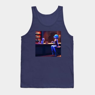 Cat and Woman Order Drinks at Fancy Bar Tank Top